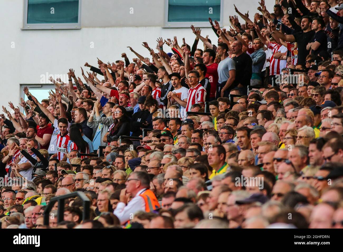 Fans de Sunderland - Norwich City / Sunderland, Sky Bet Championship, Carrow Road, Norwich - 13 août 2017. Banque D'Images