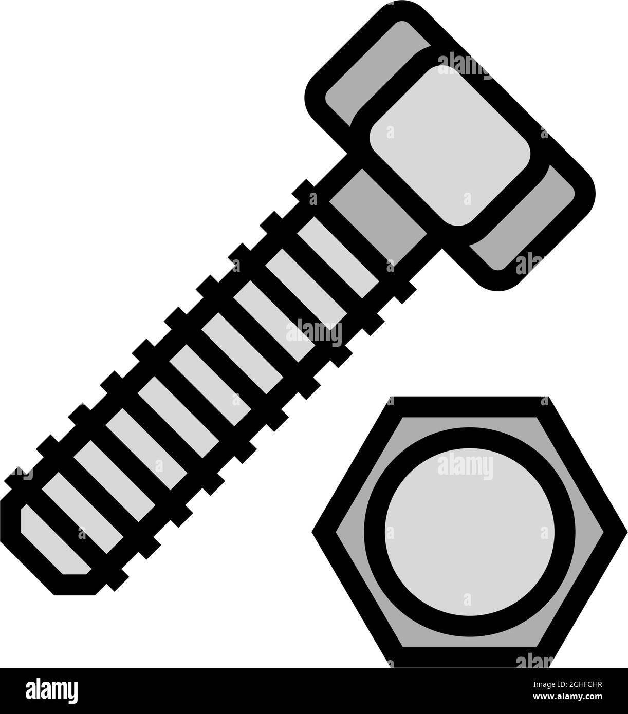 illustration vectorielle de la couleur des boulons à tête hexagonale Illustration de Vecteur