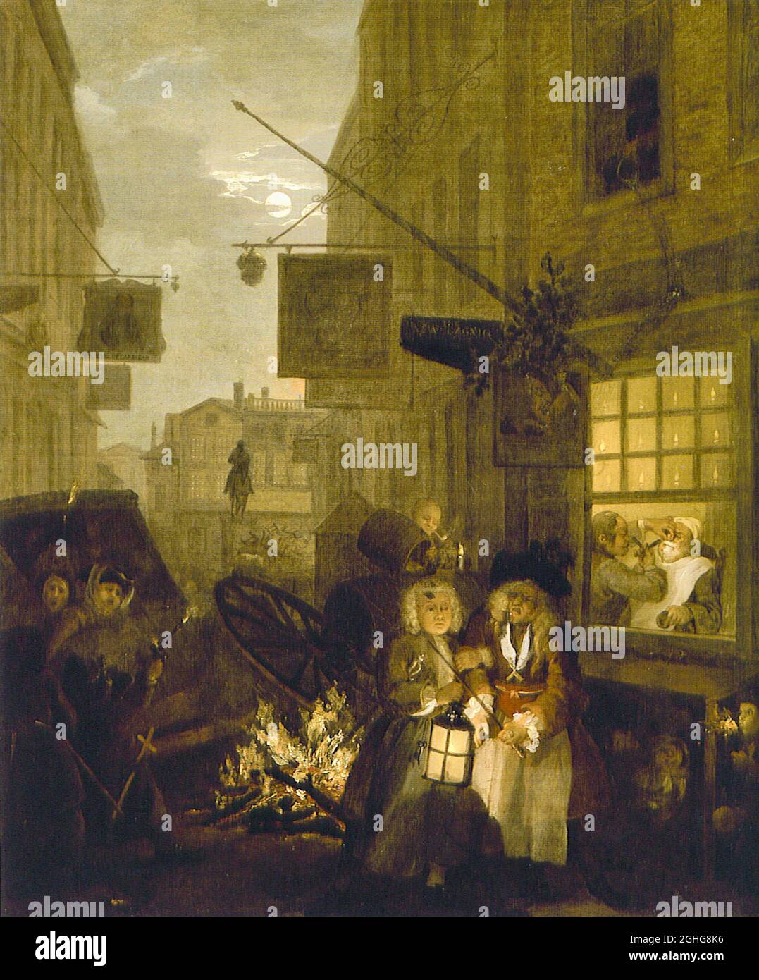 William Hogarth œuvre de la série quatre fois de la journée terminée en 1736 et 1738 - nuit Banque D'Images