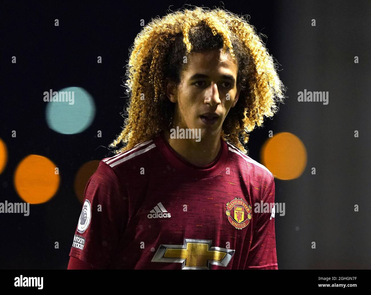 Hannibal Mejbri de Manchester United lors du match de la Premier League 2 à Leigh Sports Village, Leigh. Date de la photo : 23 octobre 2020. Le crédit photo doit se lire comme suit : Andrew Yates/Sportimage via PA Images Banque D'Images