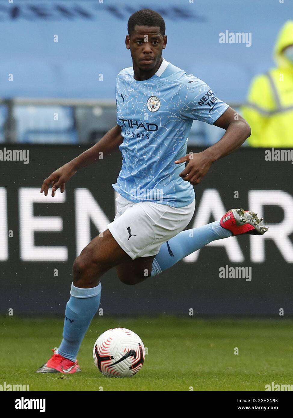 Luke Mbete-Tabu de Manchester City pendant le match de la Premier League 2 à l'Academy Stadium de Manchester. Date de la photo : 24 octobre 2020. Le crédit photo doit être lu : Darren Staples/Sportimage via PA Images Banque D'Images