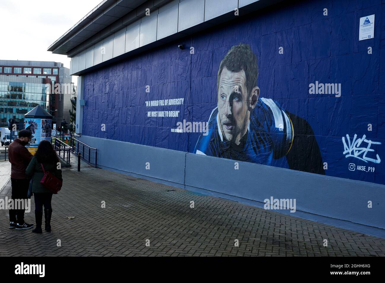 Rob Burrow, joueur de la Leeds Rugby League, peint sur le côté des bâtiments et des murs Sport Related Street Art en souvenir de leurs héros, Picture date 16 décembre 2020. Le crédit photo doit se lire comme suit : John Clifton/Sportimage via PA Images Banque D'Images