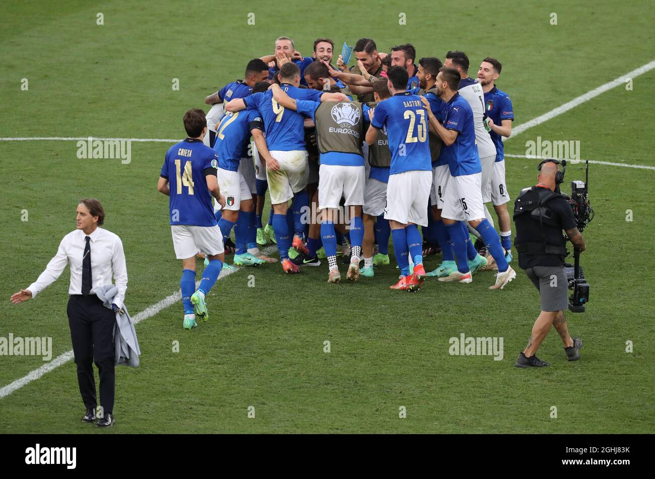 Rome, Italie, 20 juin 2021. Les joueurs italiens célèbrent leur victoire lors du match des Championnats d'Europe de l'UEFA au Stadio Olimpico, à Rome. Le crédit photo devrait se lire: Jonathan Moscrop / Sportimage Banque D'Images