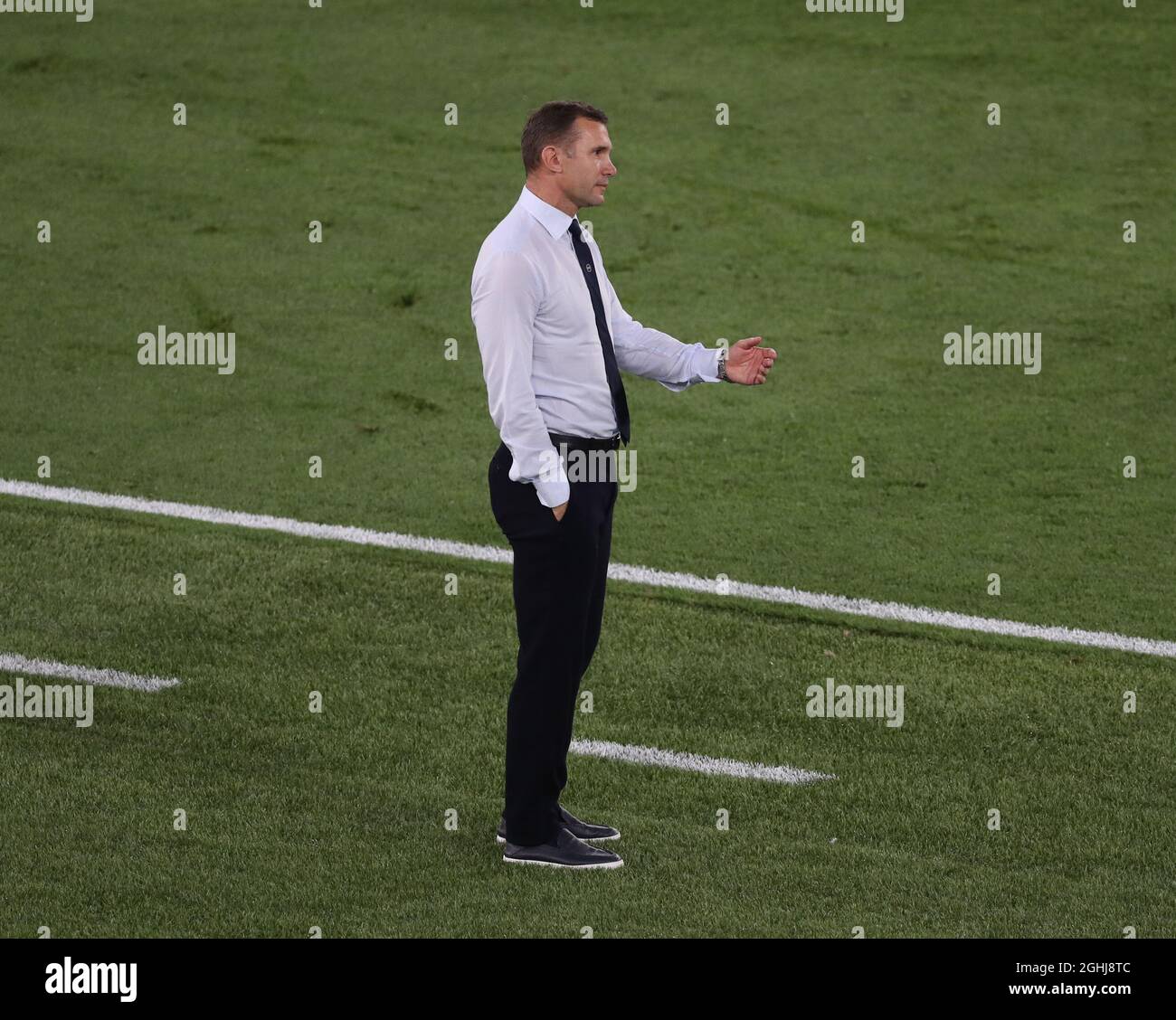 Rome, Italie, 3 juillet 2021. L'entraîneur ukrainien Andriy Shevchenko se présente lors du match de finale du quart de l'Euro 2020 de l'UEFA au Stadio Olimpico, à Rome. Le crédit photo devrait se lire: Jonathan Moscrop / Sportimage Banque D'Images