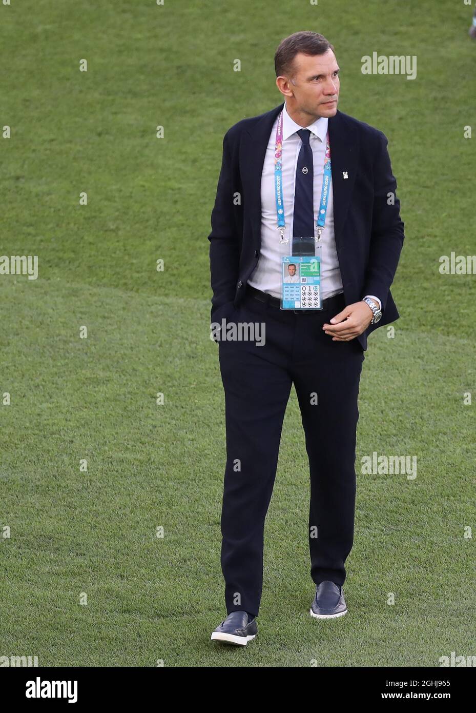 Rome, Italie, 3 juillet 2021. Andriy Shevchenko entraîneur-chef de l'Ukraine lors du match de finale du quart de l'Euro 2020 de l'UEFA au Stadio Olimpico, Rome. Le crédit photo doit être lu : Jonathan Moscrop / Sportimage via PA Images Banque D'Images