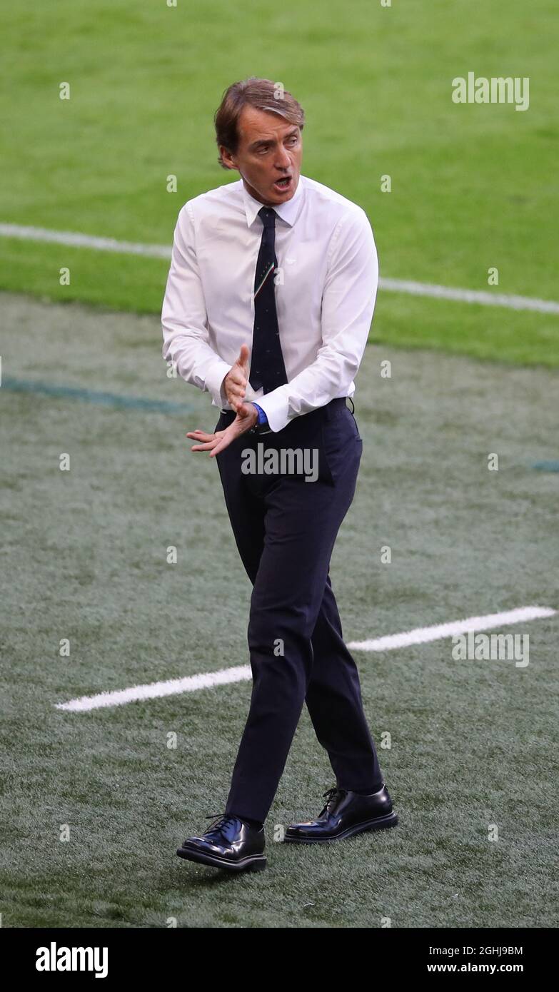 Londres, Angleterre, 6 juillet 2021. Roberto Mancini entraîneur de l'Italie lors du match de l'UEFA Euro 2020 au stade Wembley, Londres. Le crédit photo devrait se lire: David Klein / Sportimage via PA Images Banque D'Images