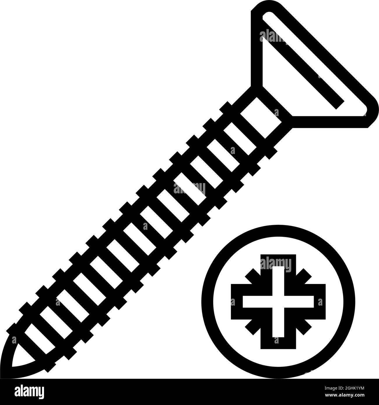 illustration vectorielle d'icône de ligne de vis en bois Illustration de Vecteur