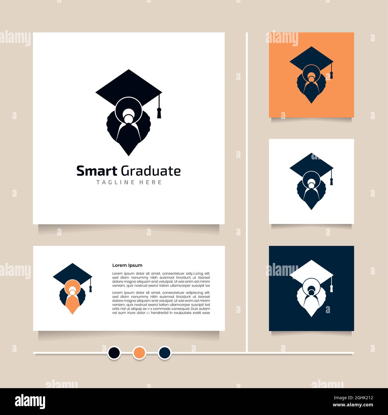 Design du logo Creative Idea Smart Graduate. Icône de vecteur plat et ...