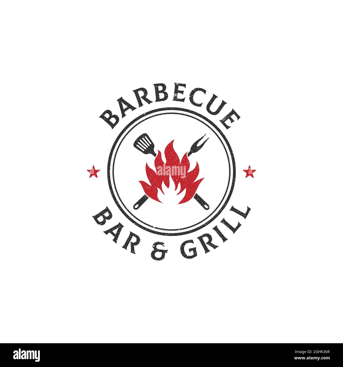 motif vintage grunge barbecue logo, bar et dessin vectoriel de grill avec style rustique Illustration de Vecteur