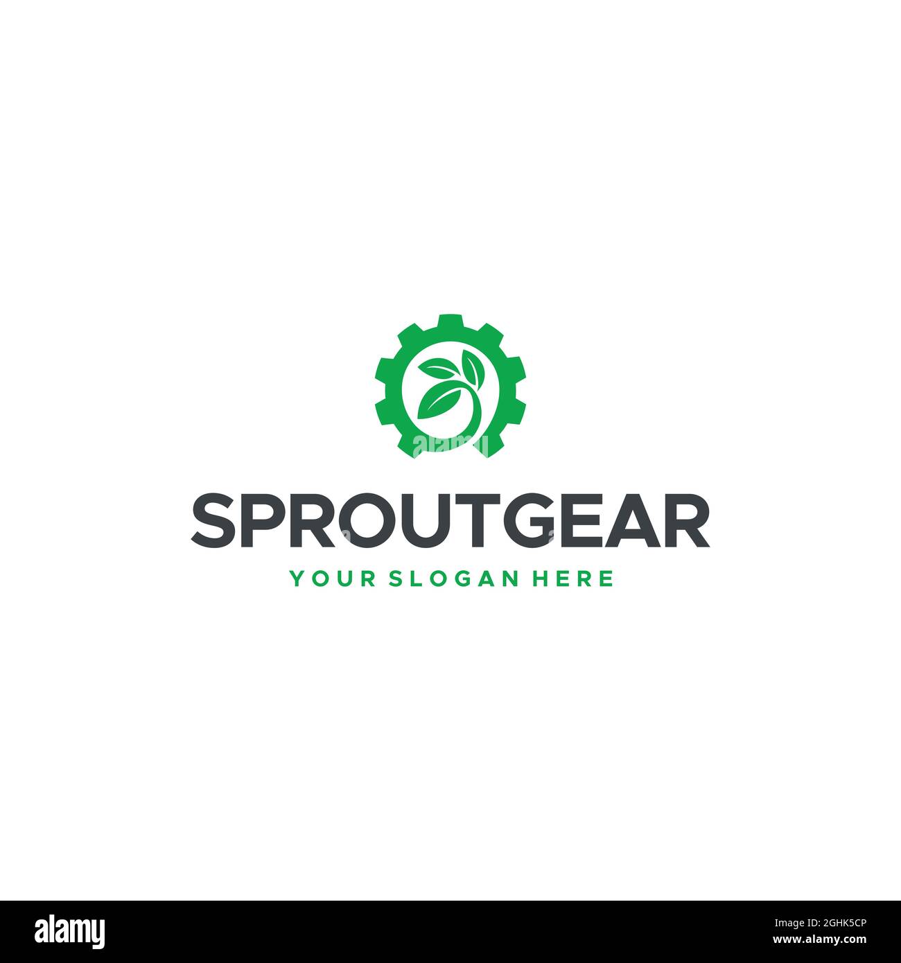 Le design minimaliste du SPROUTGEAR arbore le logo Gear Illustration de Vecteur