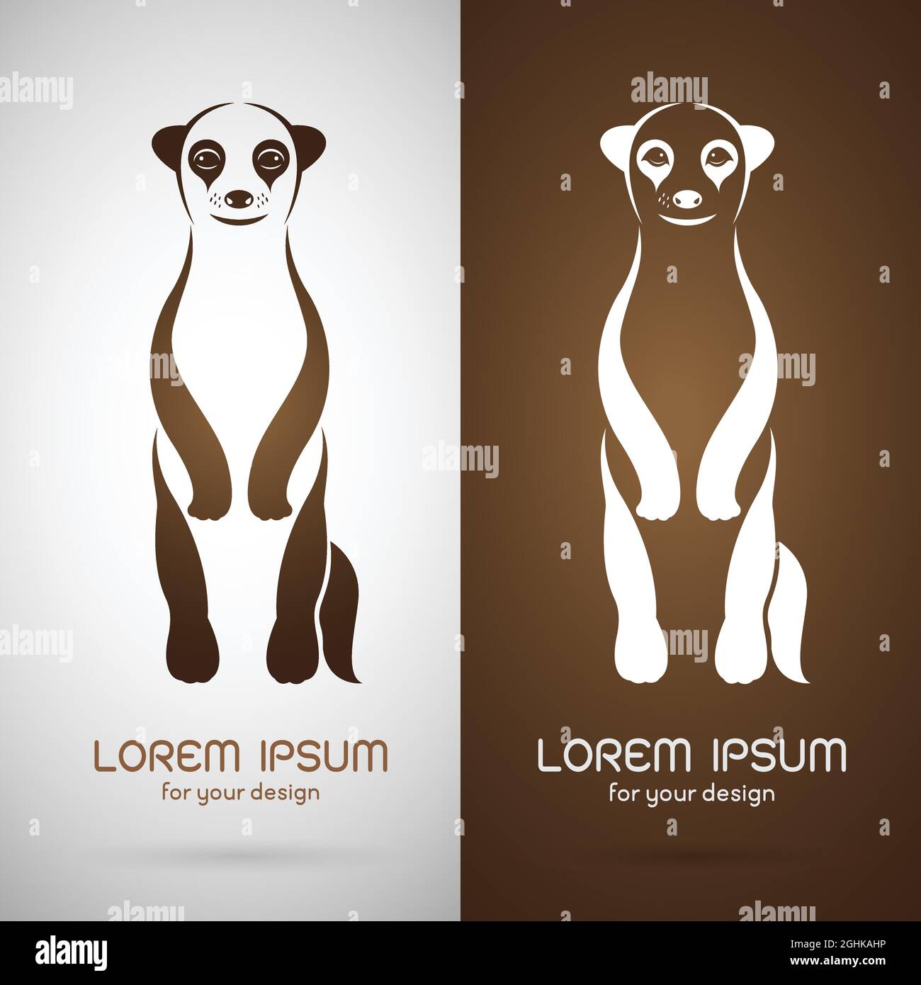 Image vectorielle du motif meerkats sur fond blanc et marron, logo, symbole Illustration de Vecteur