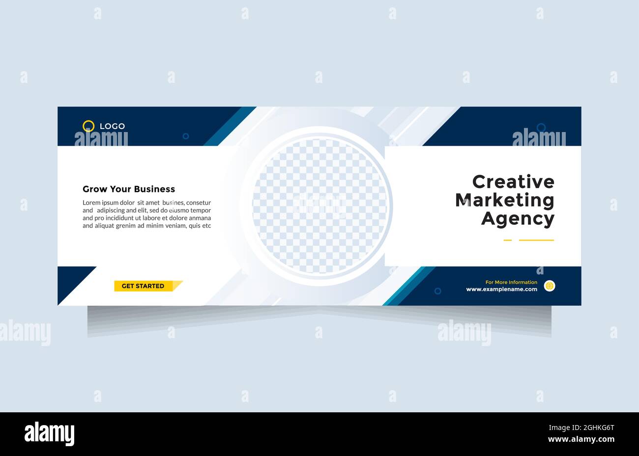 Conception de modèle d'agence de marketing créative. Expert en marketing numérique branché et propre pour les entreprises, utilisable pour la couverture et la bannière facebook Illustration de Vecteur