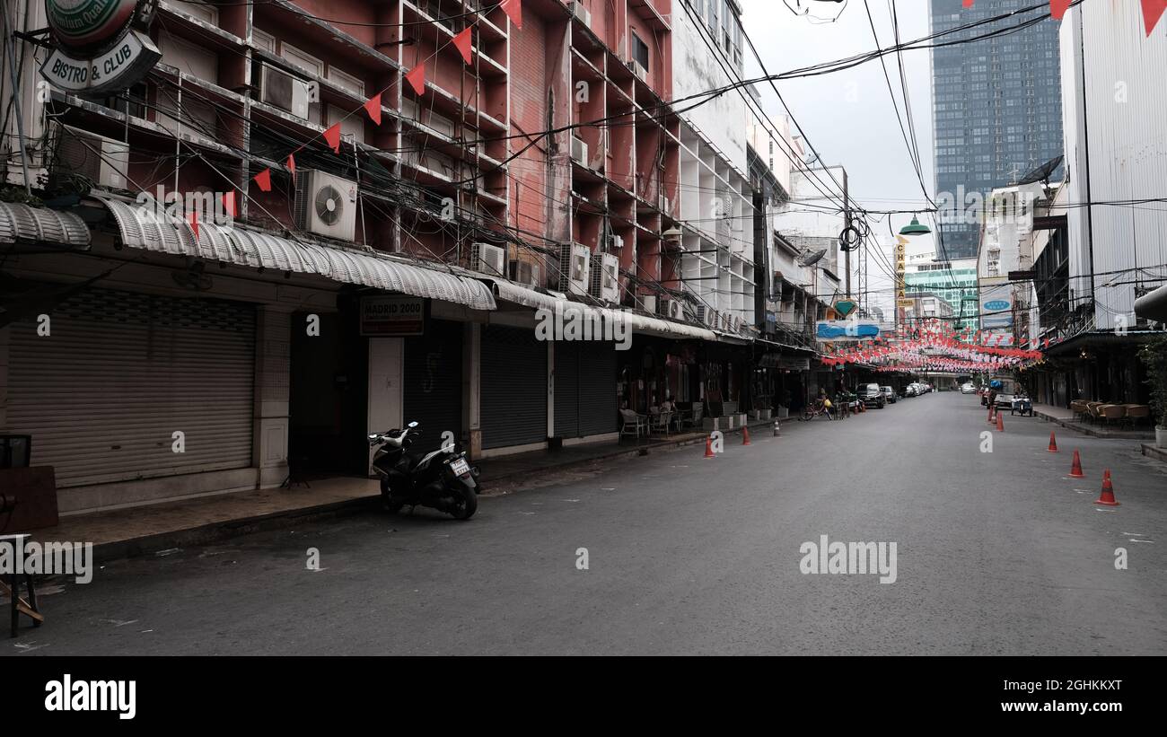 Thanon Patpong Entertainment zone Bangkok Thaïlande fermé et fermé Banque D'Images