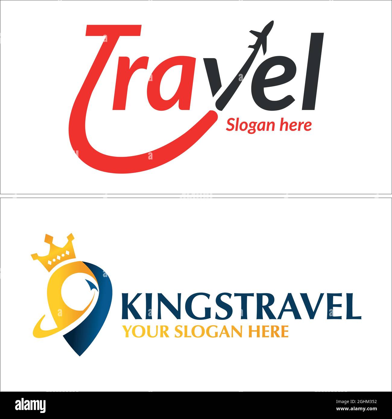 Mot-symbole moderne pour agence de voyages avec logo d'avion Design Illustration de Vecteur