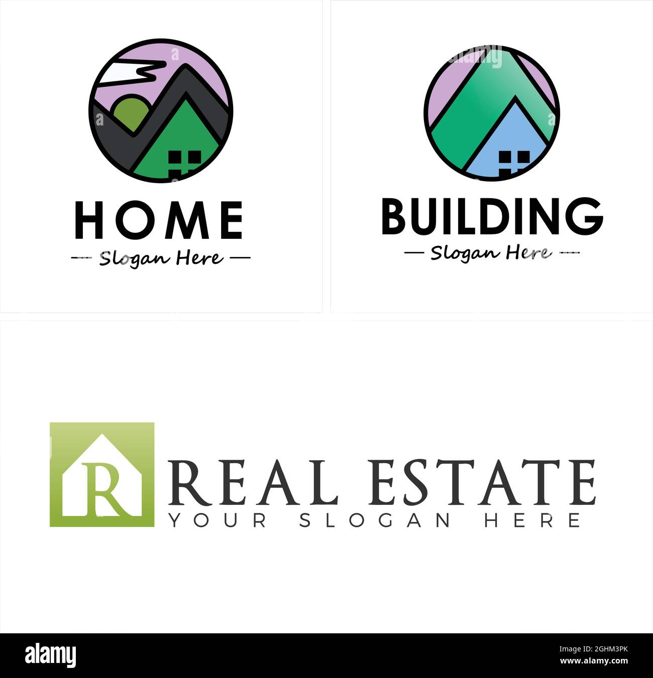 Immobilier icône maison toit logo design Illustration de Vecteur