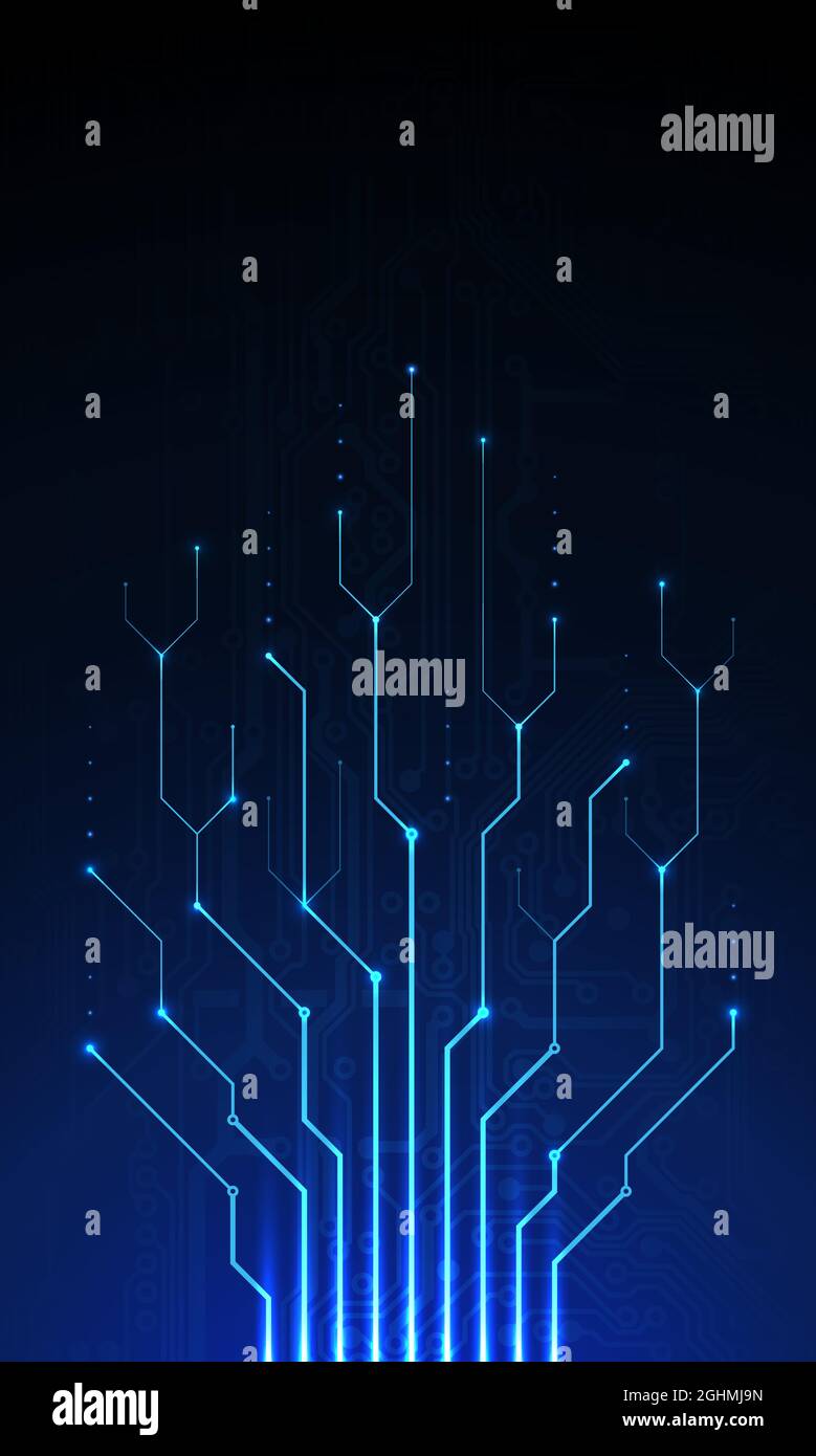 Carte de circuit imprimé abstraite. Fond de technologie bleu foncé, modèle, élément de conception pour bannière Web, affiche. Technologie informatique. Science futuriste Vect Illustration de Vecteur