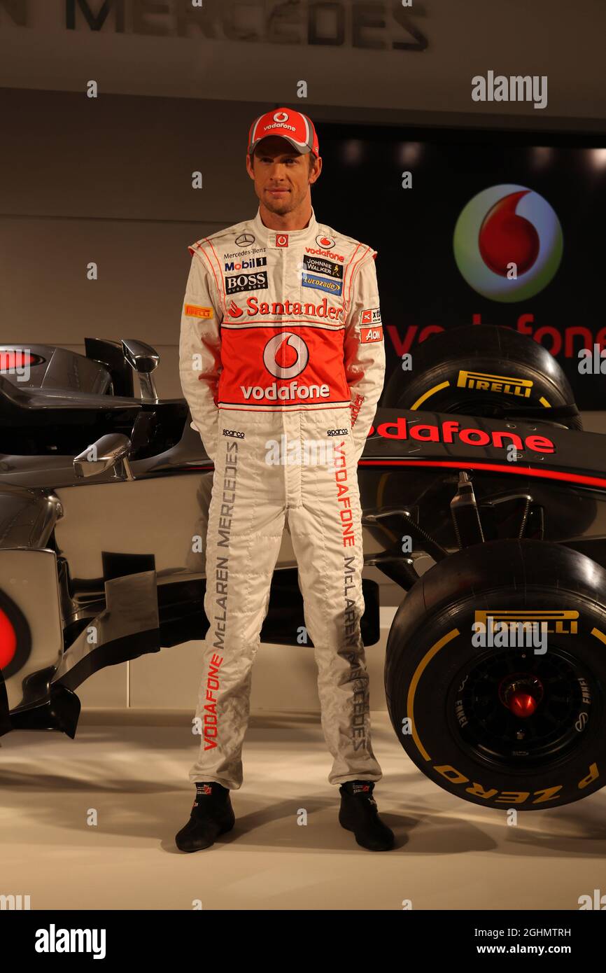 01.02.2012 Woking, Angleterre, Jenson Button (GBR), McLaren Mercedes - lancement Vodafone McLaren Mercedes MP4-27, Centre technologique McLaren - Banque D'Images