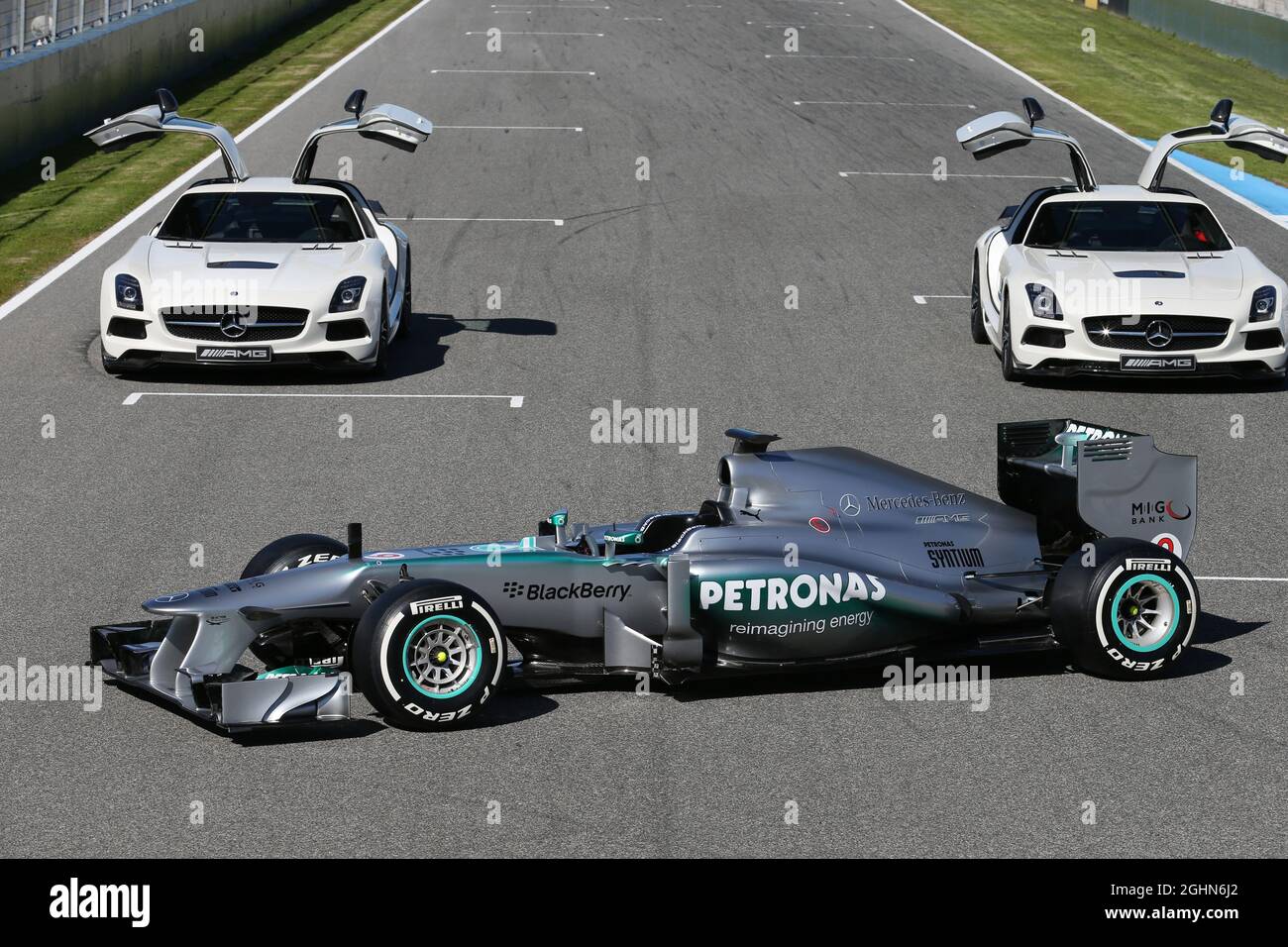 La nouvelle Mercedes AMG F1 W04. 04.02.2013. Lancement de Mercedes AMG F1 W04, Jerez, Espagne. Banque D'Images