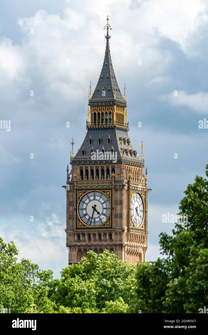 Spire of Big Ben, Cité de Westminster, Londres, Angleterre, Royaume-Uni Banque D'Images