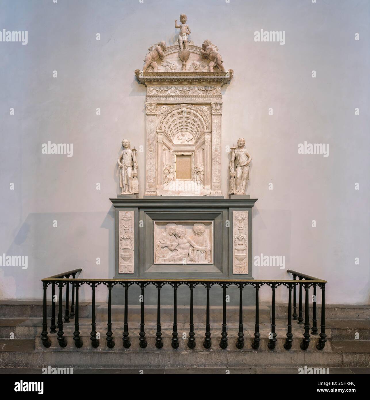 Chapelle du personnel sacramentel, sculpteur Desiderio da Settignano, 1461, Renaissance, Basilica di San Lorenzo, Florence, Toscane, Italie Banque D'Images