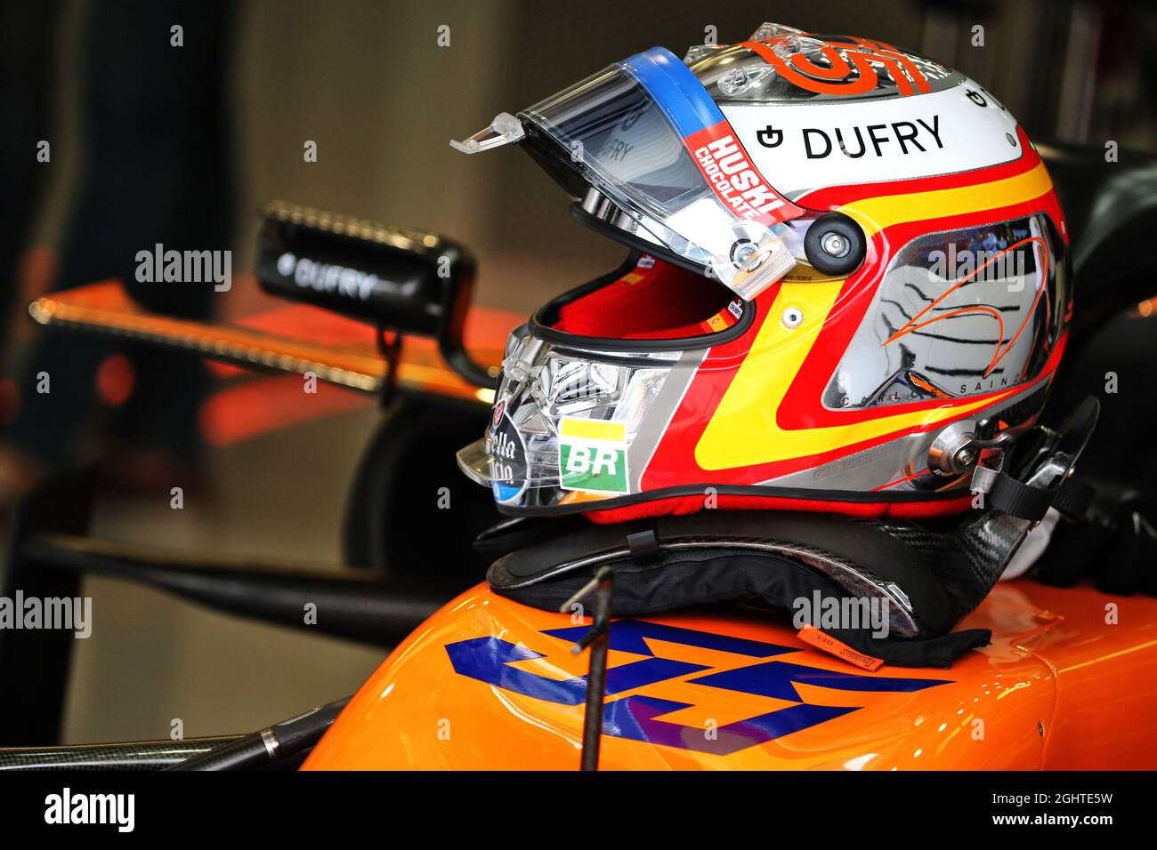 Le casque de Carlos Sainz Jr (ESP) McLaren MCL34. 03.08.2019. Championnat  du monde de Formule 1, Rd 12, Grand Prix de Hongrie, Budapest, Hongrie,  Jour de qualification. Le crédit photo doit être