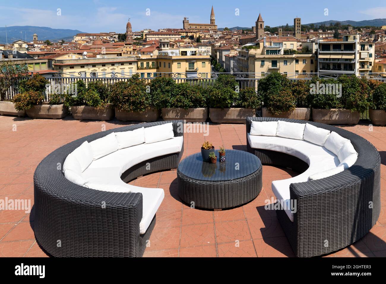 Arezzo Toscane Italie. Vue sur la ville depuis une terrasse panoramique Banque D'Images