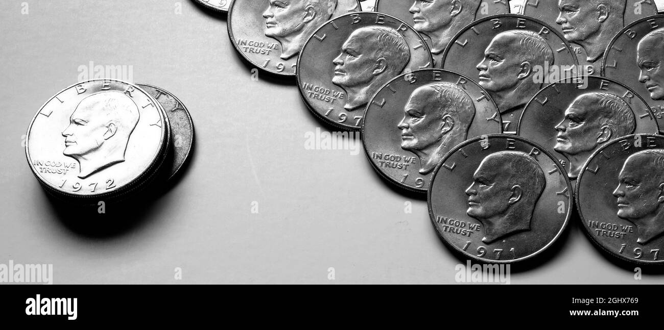 Pièces d'argent l'argent américain la richesse et les avantages de la richesse Banque D'Images