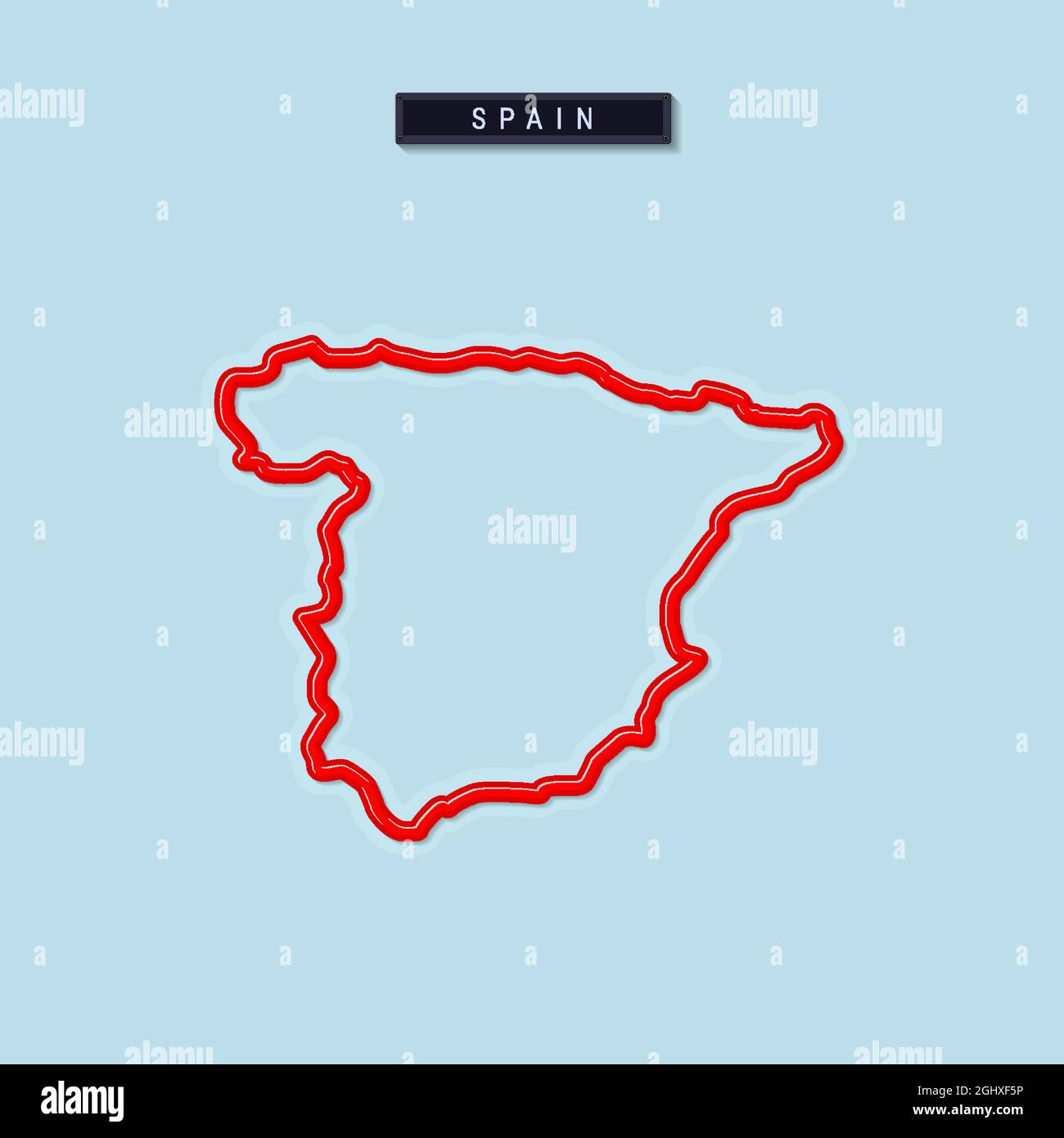 Espagne Carte Des Contours Gras Bordure Rouge Brillante Avec Ombre espagne-carte-des-contours-gras-bordure-rouge-brillante-avec-ombre