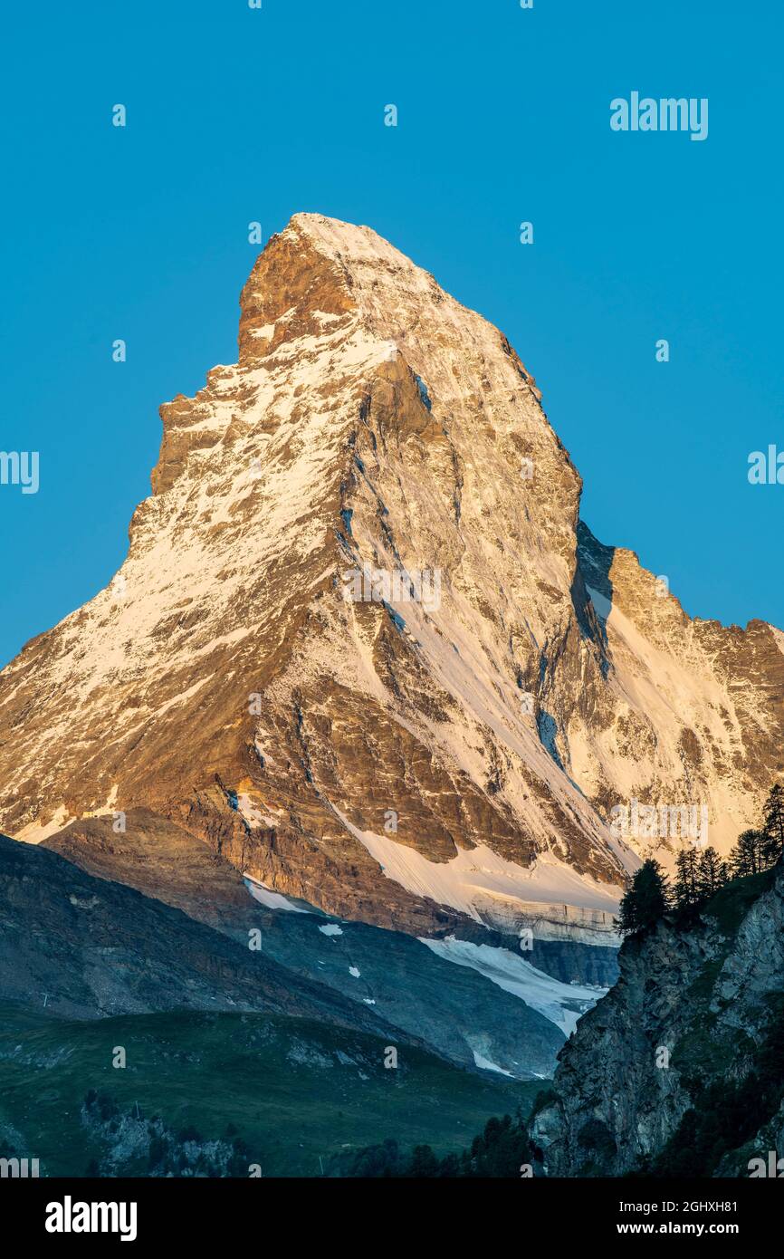 Au lever du soleil, le Mont Cervin Zermatt, Valais, Suisse Banque D'Images