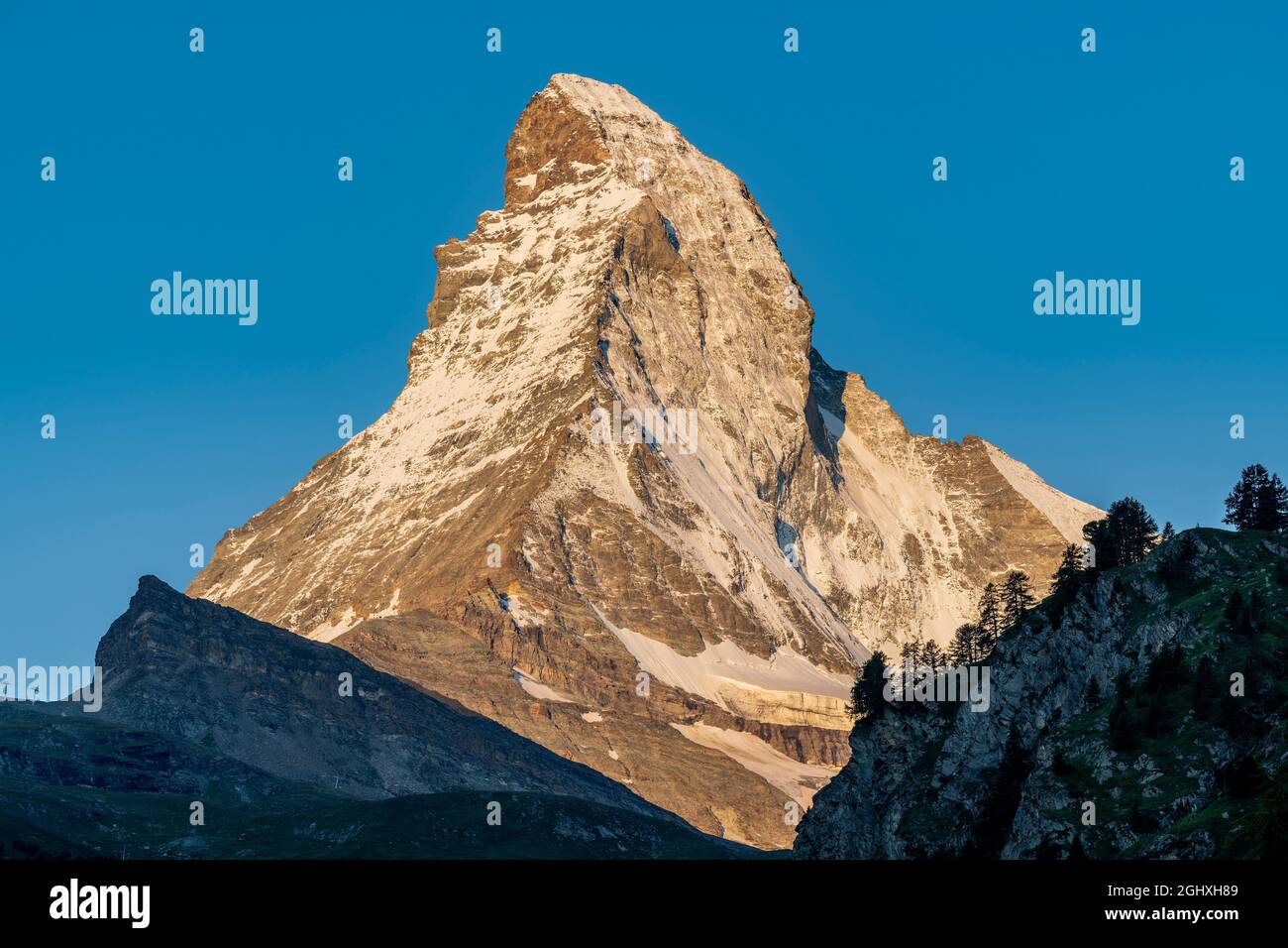 Au lever du soleil, le Mont Cervin Zermatt, Valais, Suisse Banque D'Images