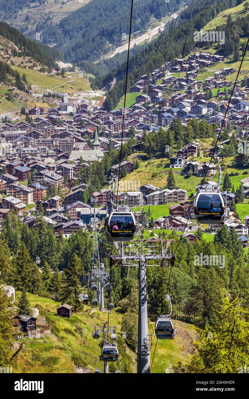 Téléphérique Furi, Zermatt, Valais, Suisse Banque D'Images