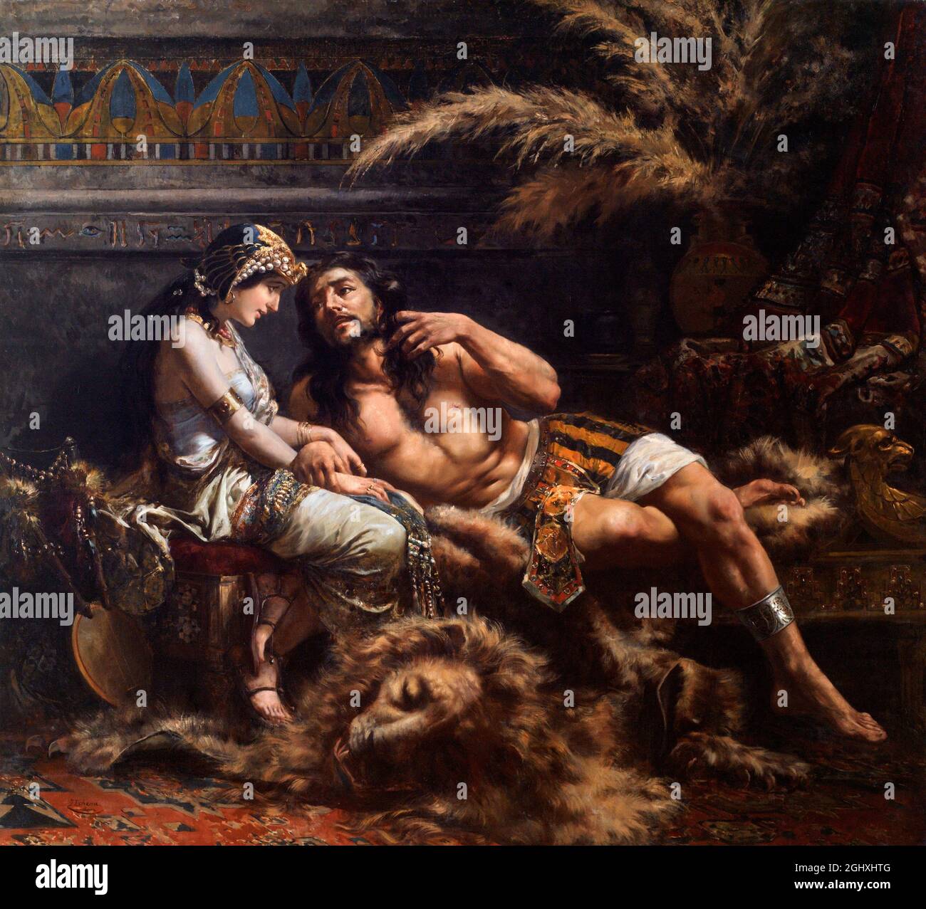 Samson et Delilah par l'artiste espagnol José Etxenagusia Errazkin (1844-1912), huile sur toile, 1887 Banque D'Images