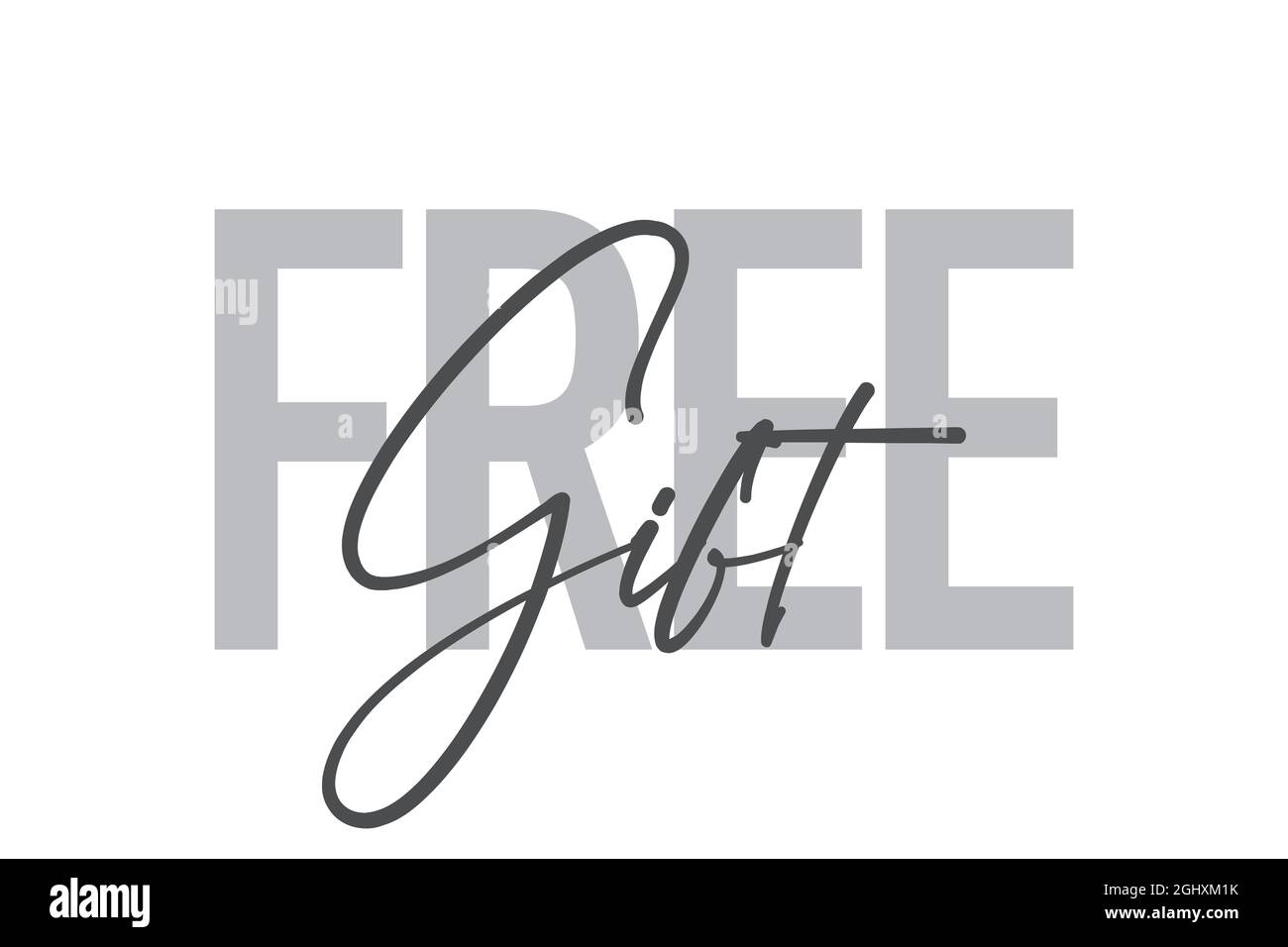 Conception typographique moderne, simple et minimaliste d'un « cadeau gratuit » dans des tons de gris. Art vectoriel graphique cool, urbain, tendance et ludique avec han Banque D'Images