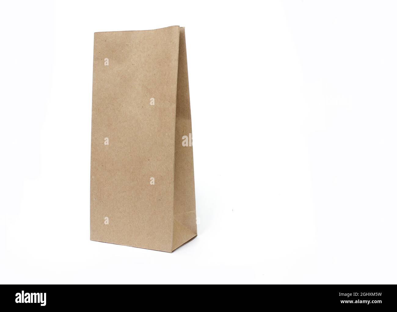 Modèle d'emballage de sac artisanal en papier marron isolé sur fond blanc. Vue avant et vue arrière.ensemble demi-vue latérale Banque D'Images