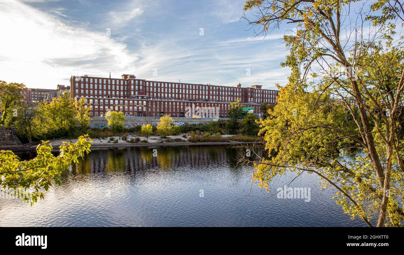 Anciens bâtiments du moulin à Manchester, New Hampshire Banque D'Images