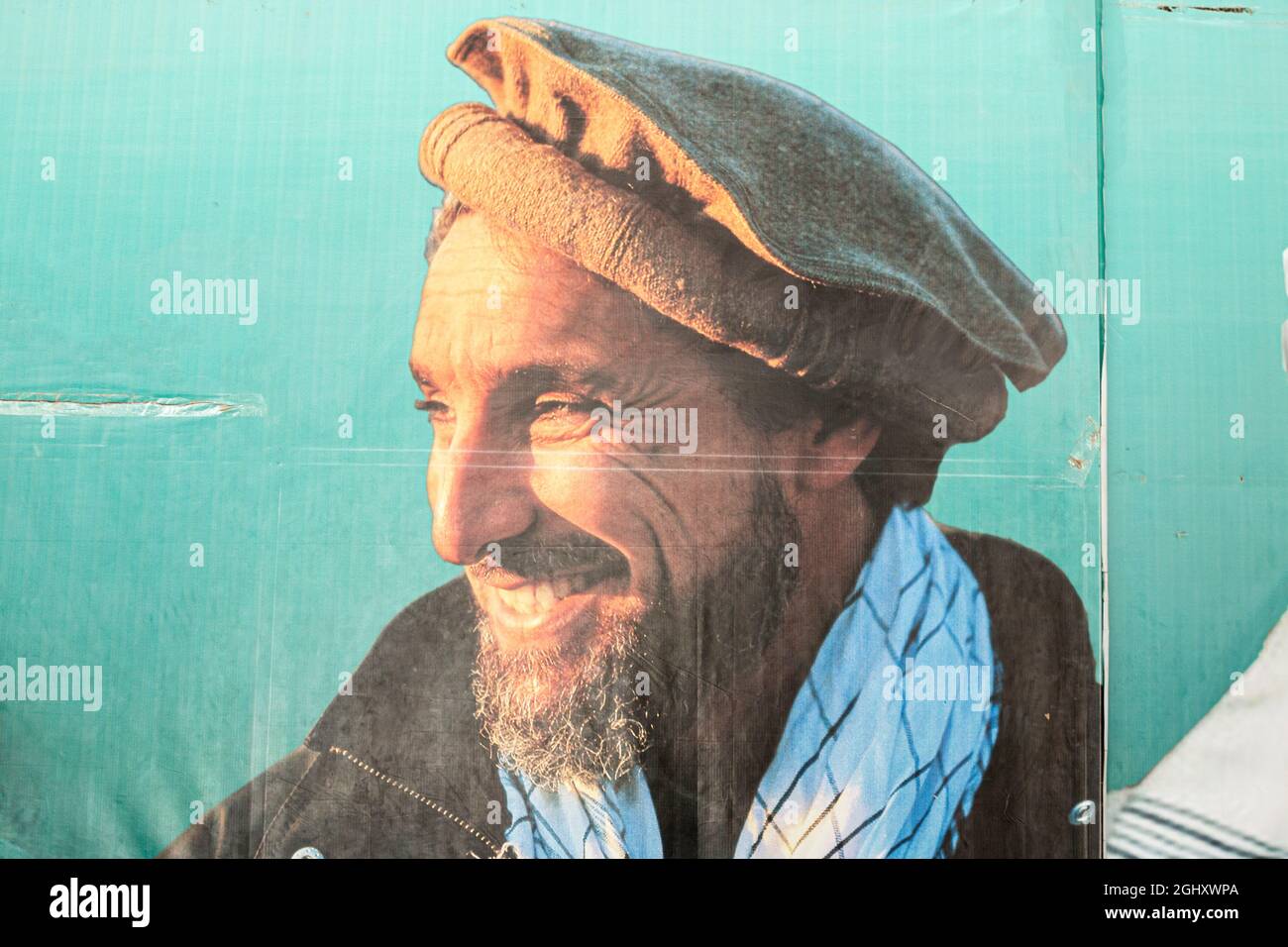 Lion de Panjshir, Ahmad Shah Massoud a été tué par l'équipe d'al-Qaida qui a posé comme journalistes, Memorial dans la vallée de Panjshir, en Afghanistan Banque D'Images