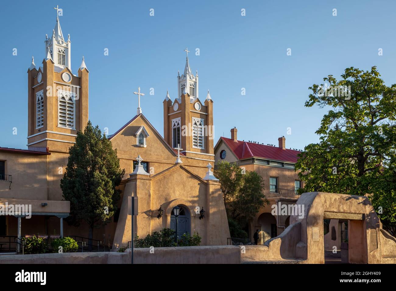 L'église San Felipe de Neri, Vieille Ville, Albuquerque, Nouveau Mexique USA Banque D'Images