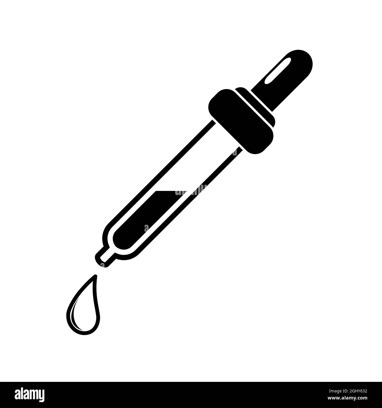 Icône compte-gouttes. Pipette pour flacon médical. Conception Silhouette. Illustration vectorielle isolée sur blanc. Illustration de Vecteur