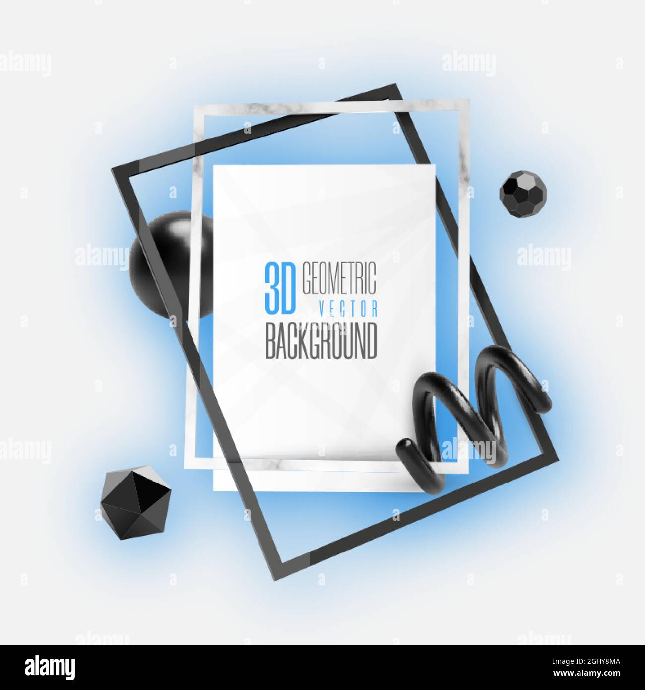 Design vectoriel abstrait moderne avec cadres 3D et formes métalliques géométriques 3D. Illustration de Vecteur