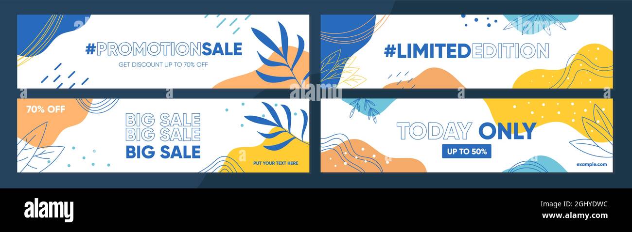 Collection de modèles de bannière de vente pour la vente promotionnelle. Bannière modifiable pour les médias sociaux, les sites Web et les publicités Internet. Illustration de Vecteur