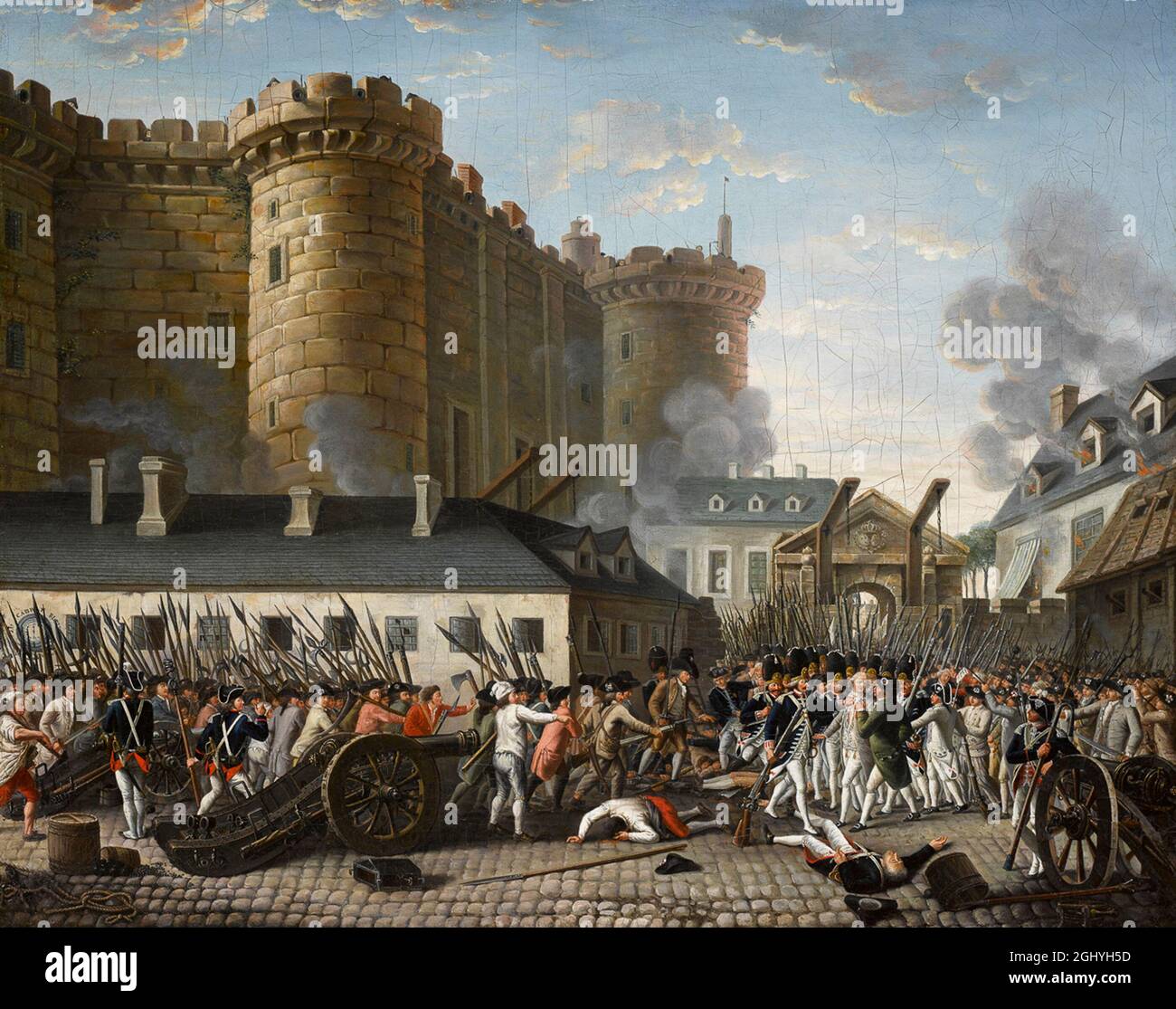 La prise de la Bastille et l'arrestation de Bernard René Jourdan, marquis de Launay pendant la Révolution française Banque D'Images