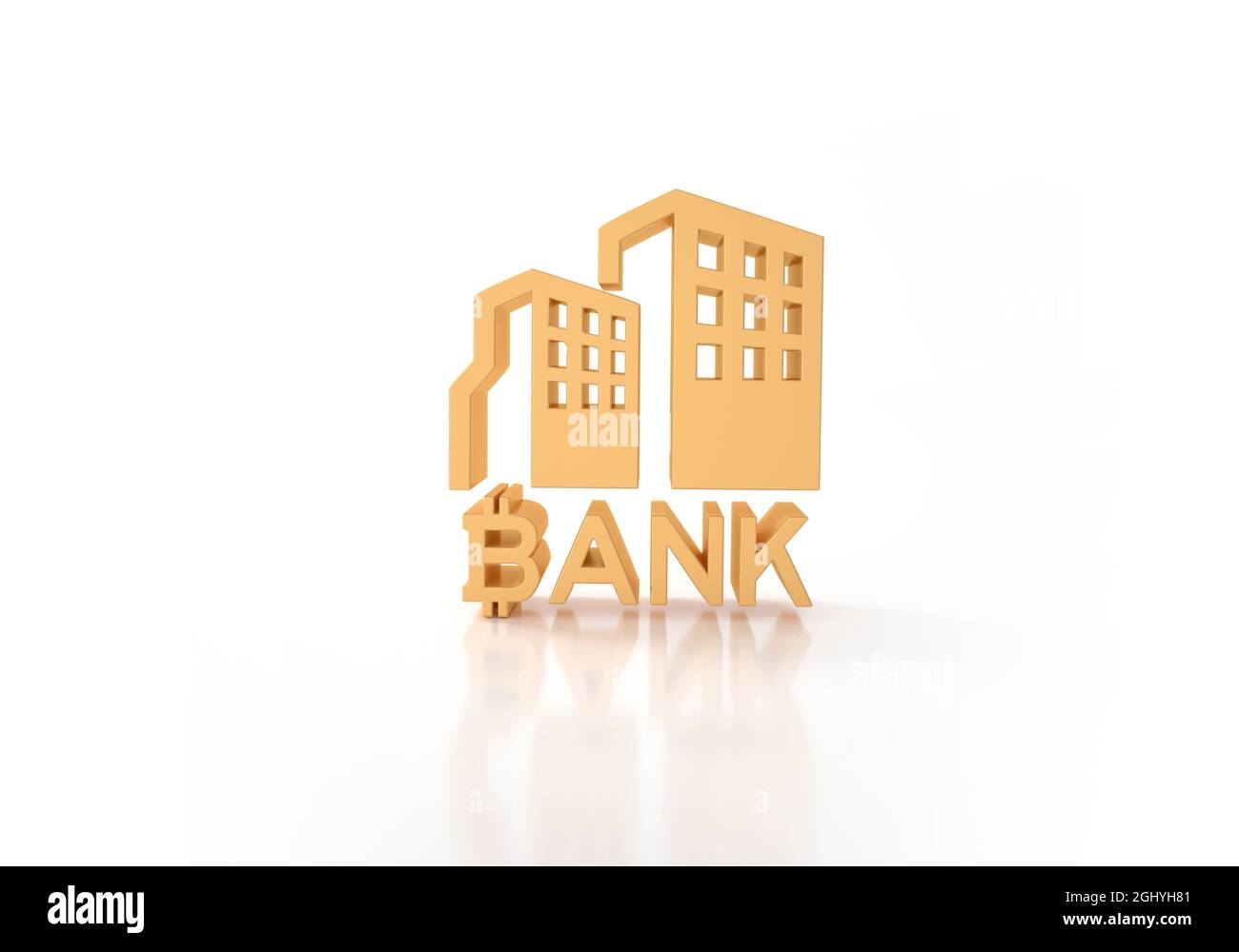 Or bitcoin crypto-monnaie isolée sur fond blanc Banque D'Images