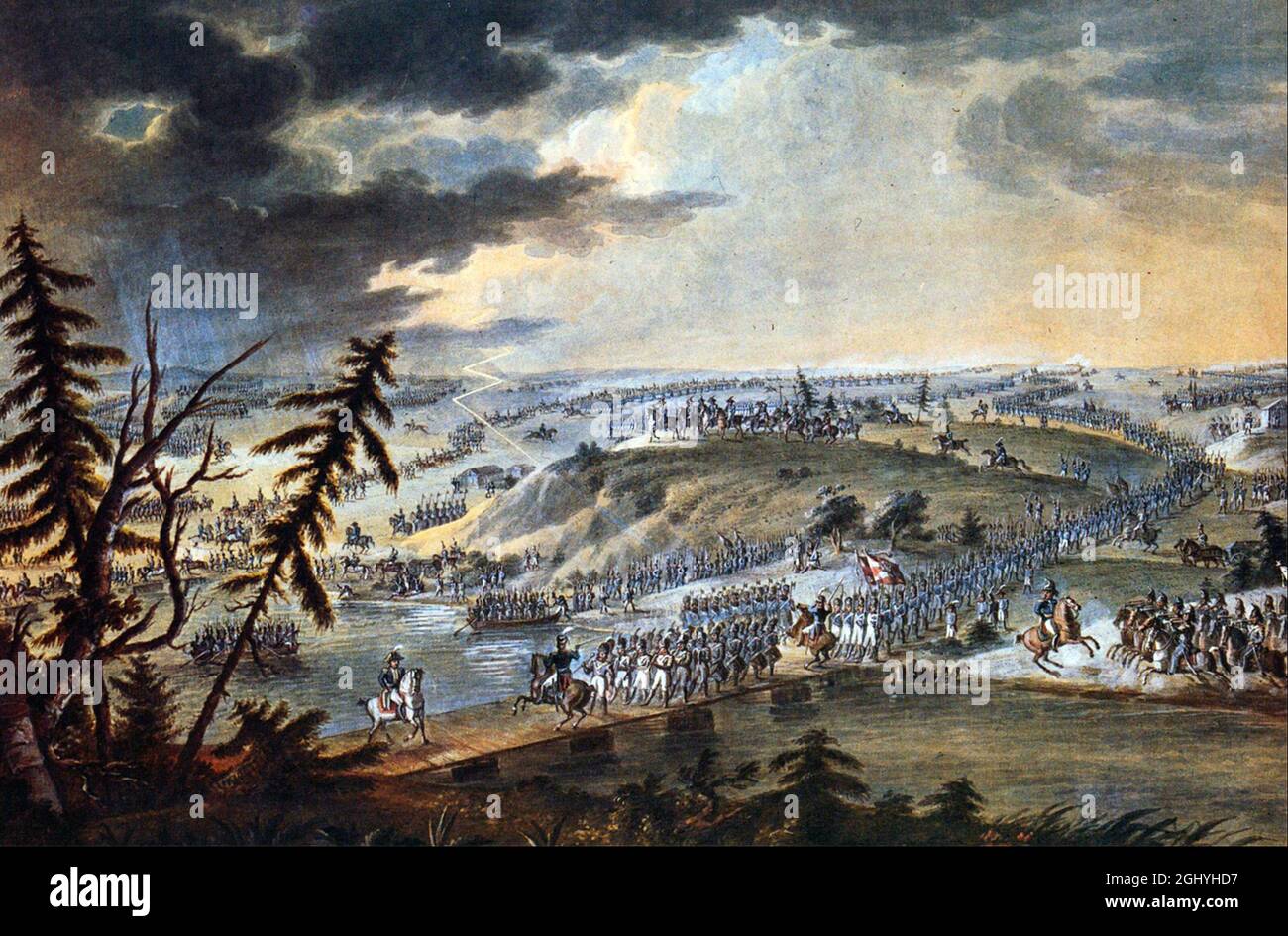 Grande Armée de Napoléon traversant les Niemen pour envahir la Russie en 1812 Banque D'Images