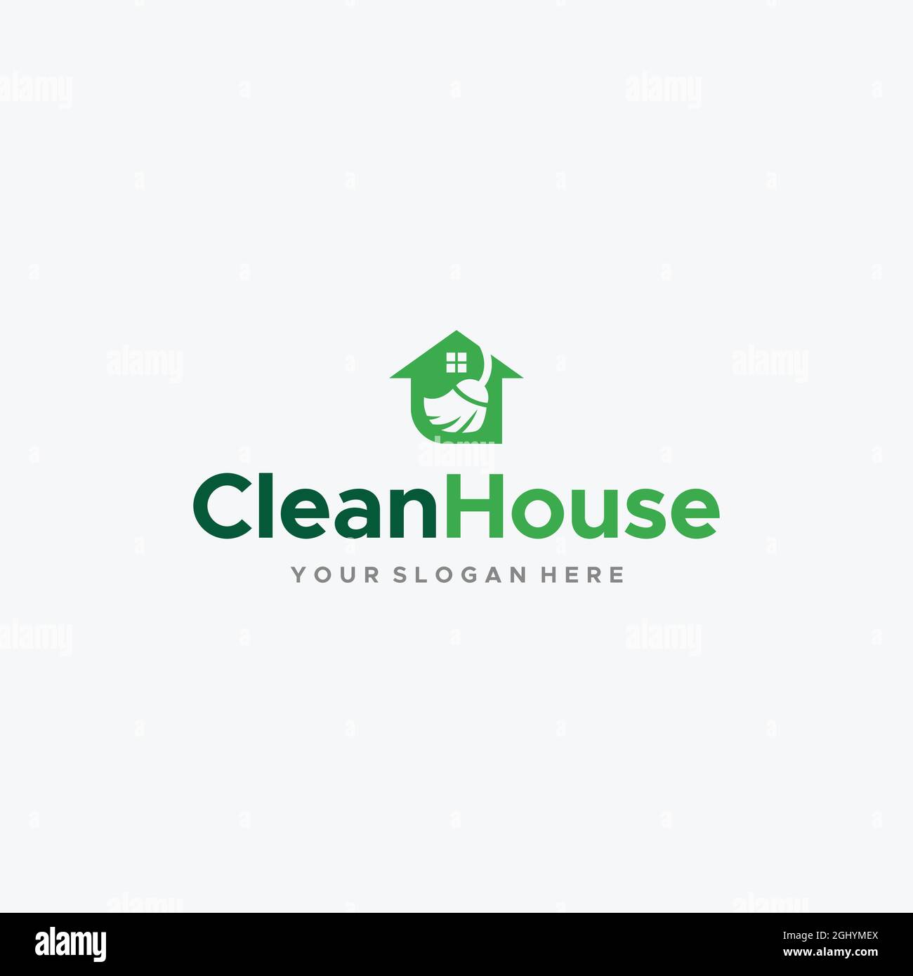 Design de fenêtre de balai de nettoyage à plat CleanHouse Illustration de Vecteur