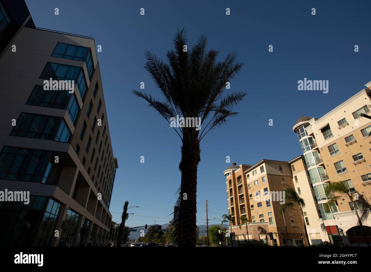 L'après-midi, vue sur le centre-ville de Monterey Park, Californie, États-Unis. Banque D'Images