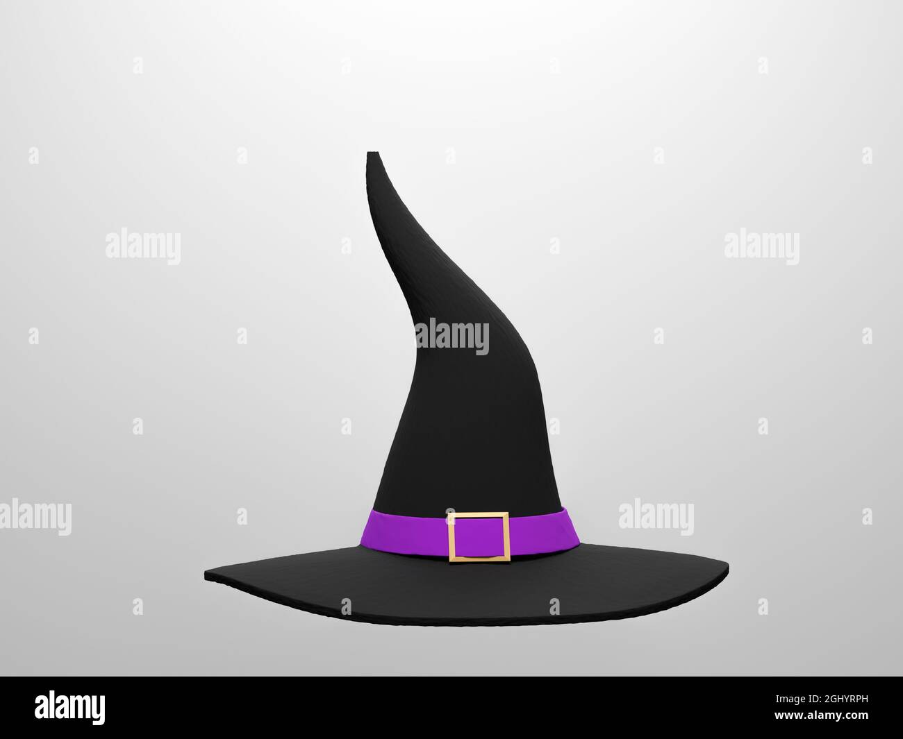 Chapeau de sorcière sur fond blanc pour le jour d'Halloween. Rendu 3D, Illustration 3D. Banque D'Images