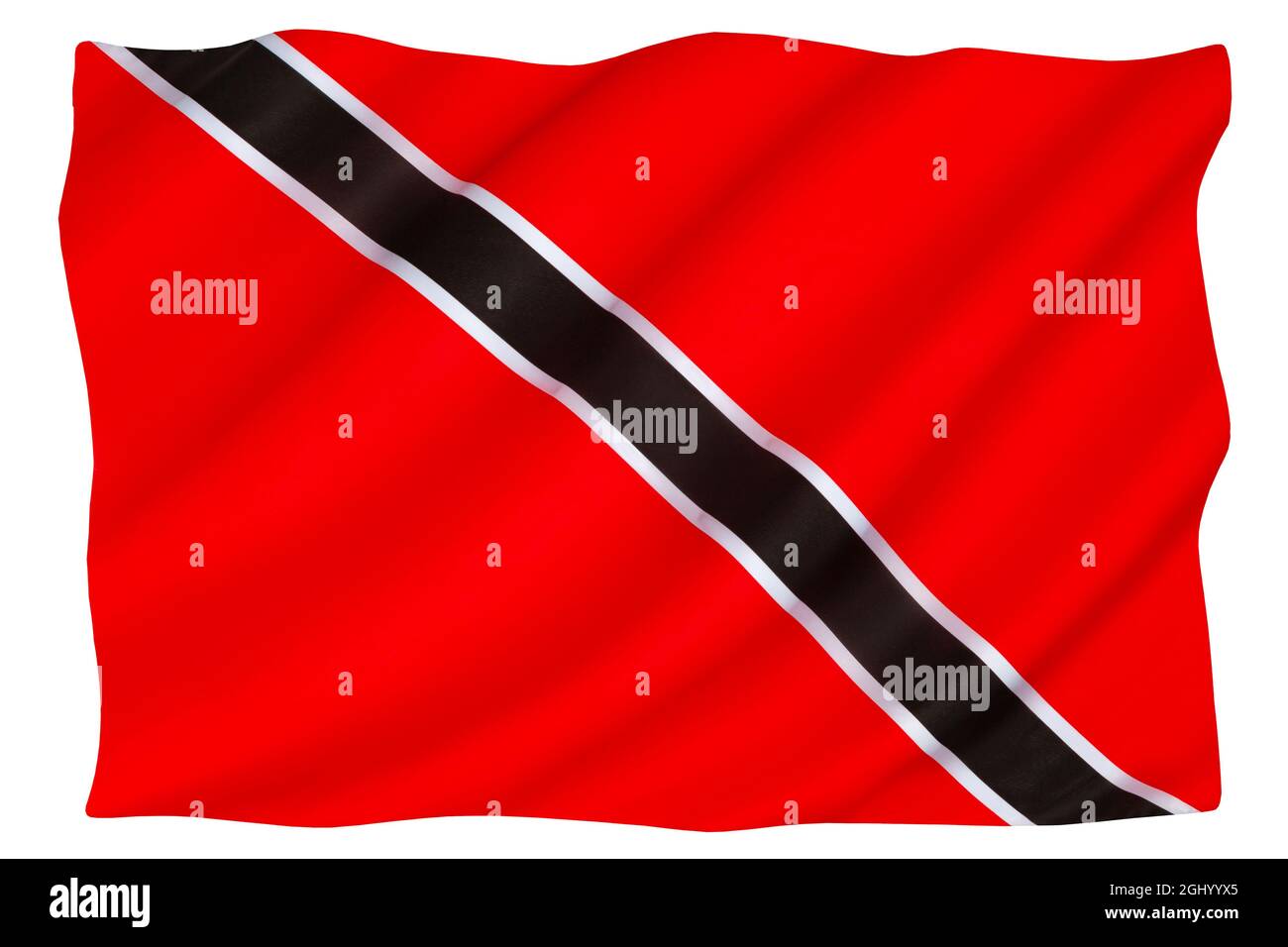 Le drapeau de la République de Trinité-et-Tobago - adopté à l'indépendance du Royaume-Uni le 31 août 1962. Isolé sur blanc pour découpe Banque D'Images