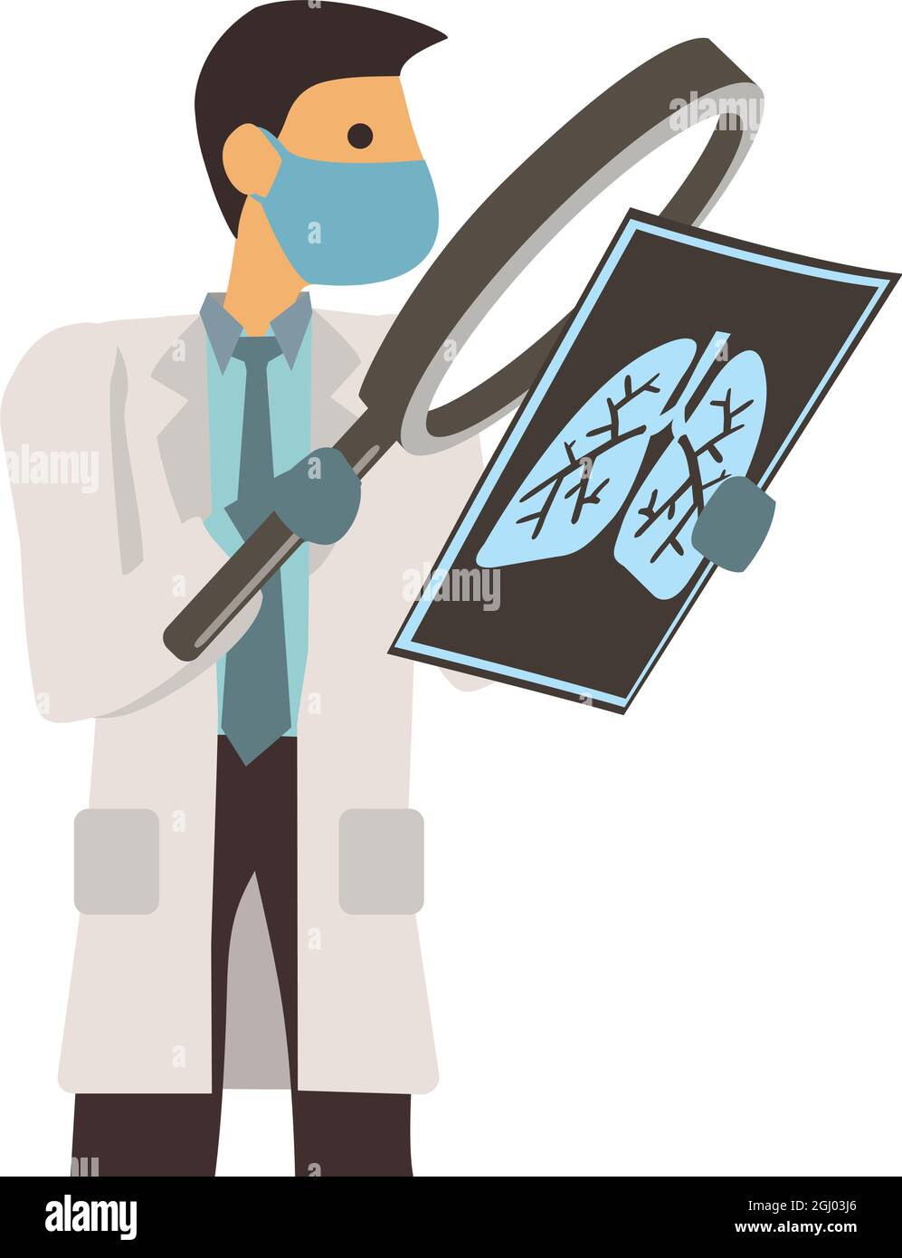 Médecin avec un film de radiographie pulmonaire. Concept de syndrome respiratoire du virus épidémique. Illustration vectorielle. Illustration de Vecteur