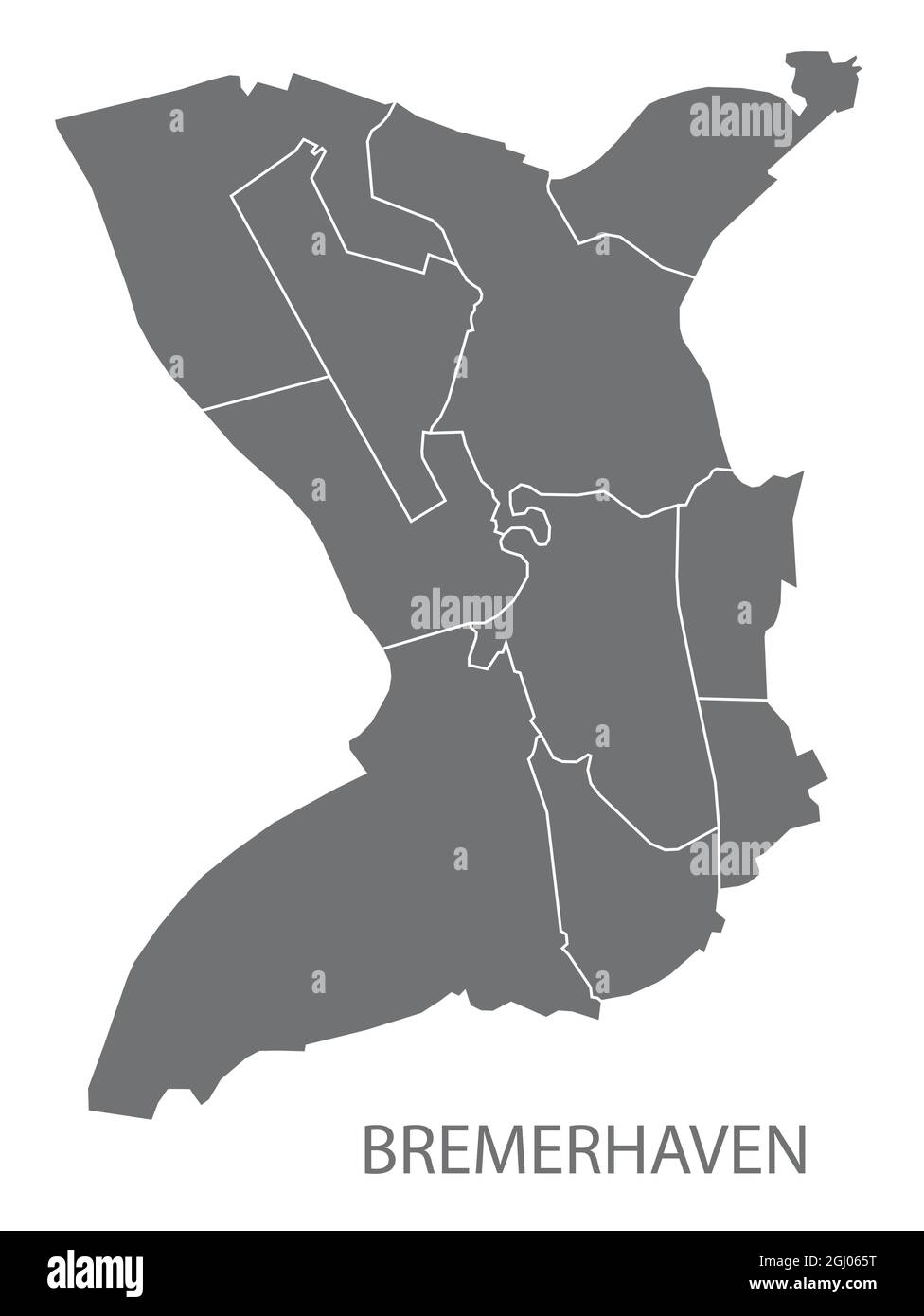 Carte moderne de la ville - Bremerhaven ville d'Allemagne avec des quartiers gris DE Illustration de Vecteur