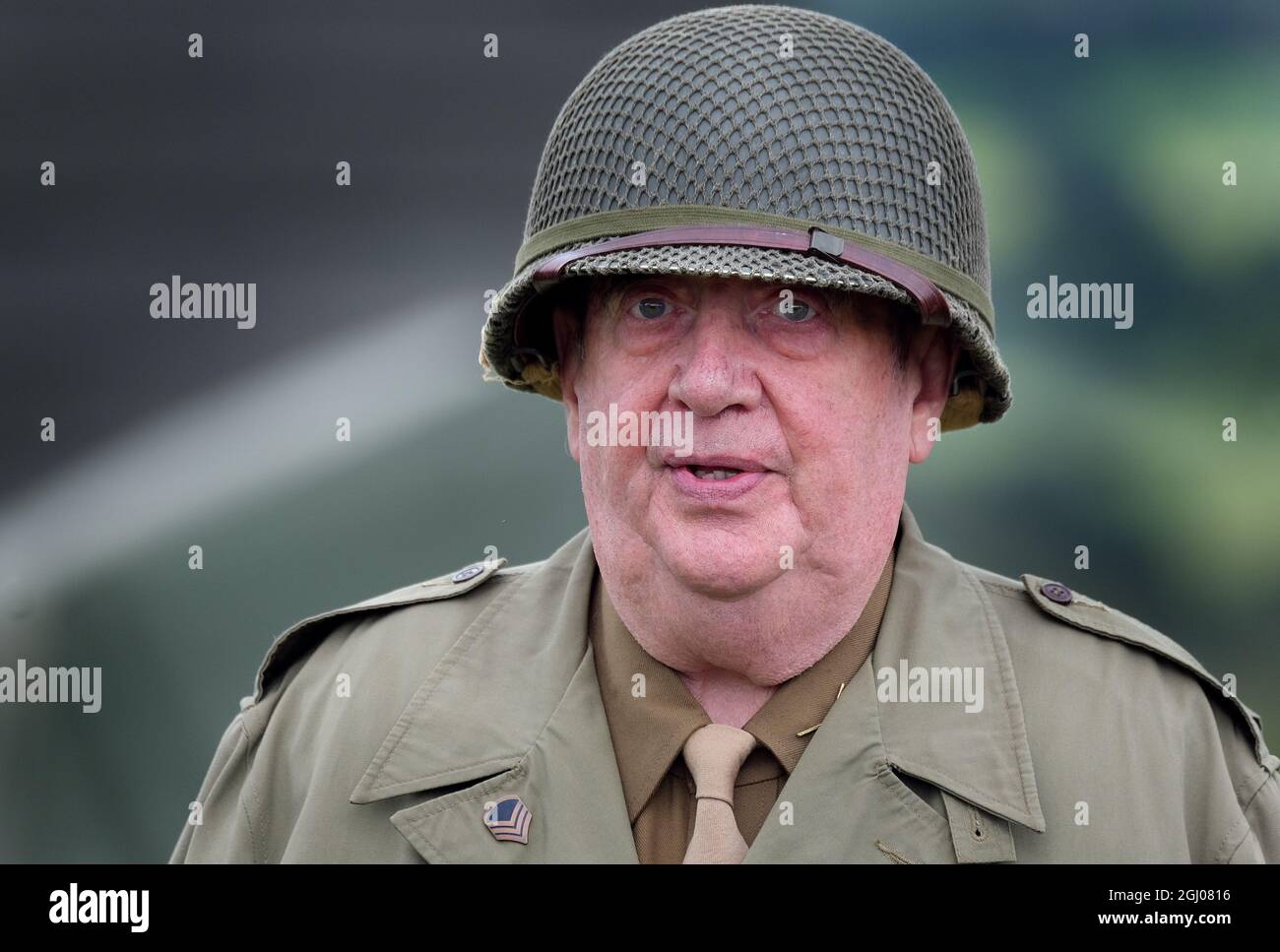 Eractoir en uniforme de soldat américain de la Seconde Guerre mondiale. Banque D'Images